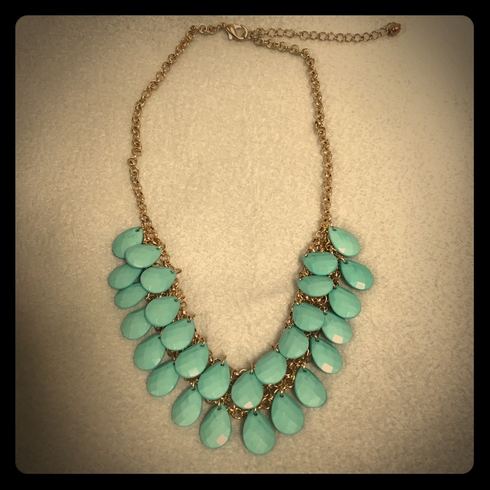 Teal Teardrop Statement Necklace